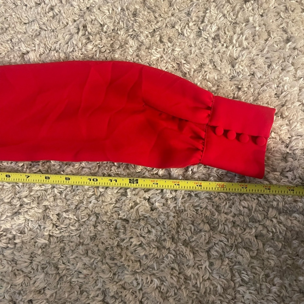 BABATON Aritzia Bodysuit XXS Red Long Sleeve Tie Front Ace Blazer Style Thong - Picture 7 of 13